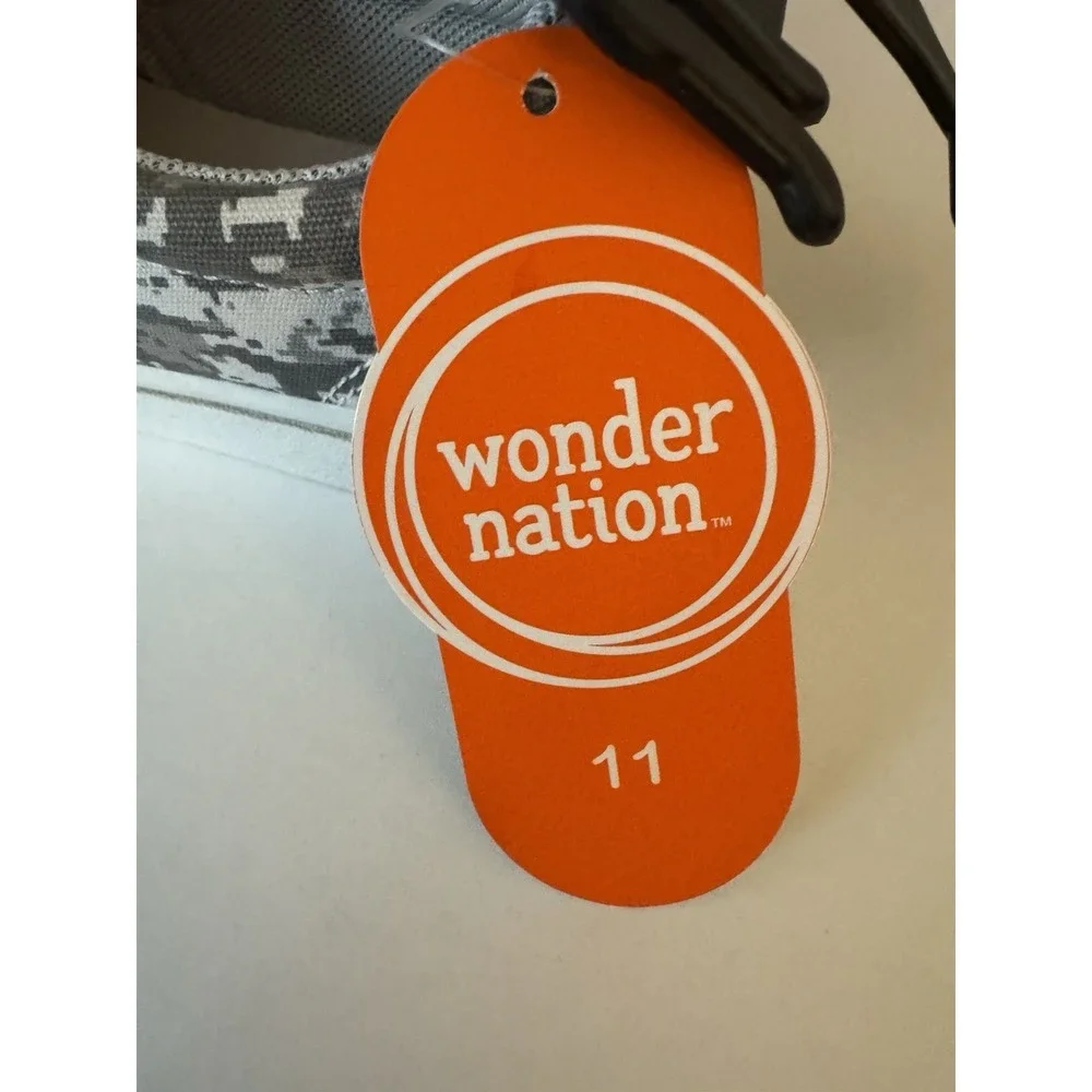 Wonder Nation Kids Size 11 Gray Camo Slip On Shoes Memory Foam NWT